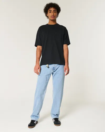 Hollister Light Wash Loose Jeans In Blue