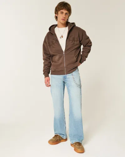 Hollister Light Wash Relaxed Bootcut Jeans In Blue