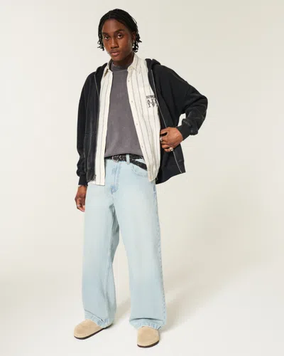 Hollister Light Wash Super Baggy Jeans In Blue