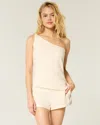 Hollister Linen-blend One-shoulder Top In Neutral