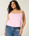 Hollister Linen-blend Open-back Top In Pink
