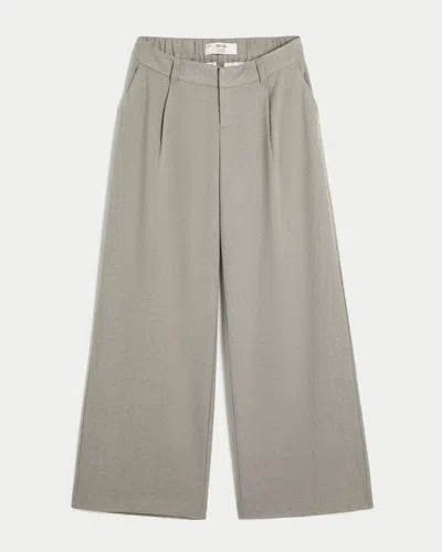 Hollister Livvy Ultra Low-rise Pleated Super Baggy Pants In Gray