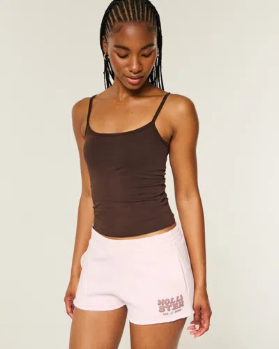 Hollister Logo Graphic Fleece Mini Shorts In Pink