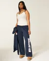 Hollister Logo Graphic Wide-leg Sweatpants In Blue