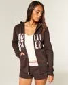 Hollister Logo Graphic Zip-up Hoodie In Brown