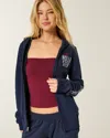 Hollister Logo Graphic Zip-up Hoodie In Blue