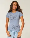 Hollister London Butterfly Graphic Baby Tee In Gray