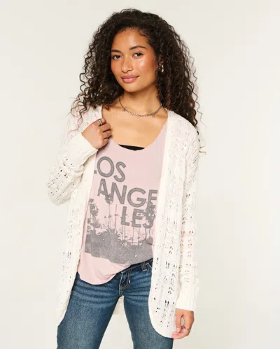 Hollister Long-length No-close Cardigan In White