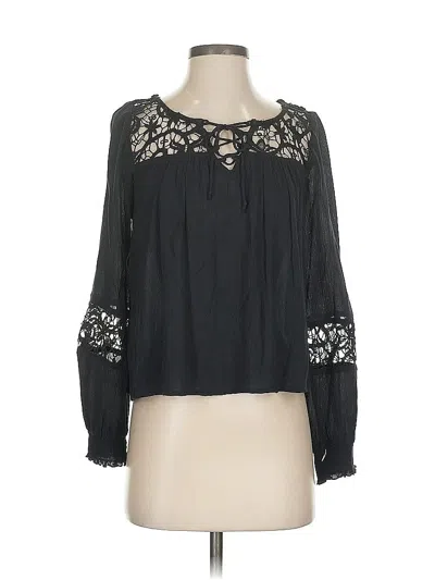 Pre-owned Hollister Long Sleeve Blouse In Black