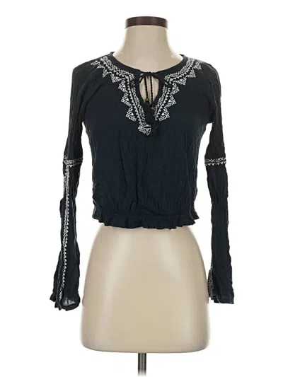 Pre-owned Hollister Long Sleeve Blouse In Black