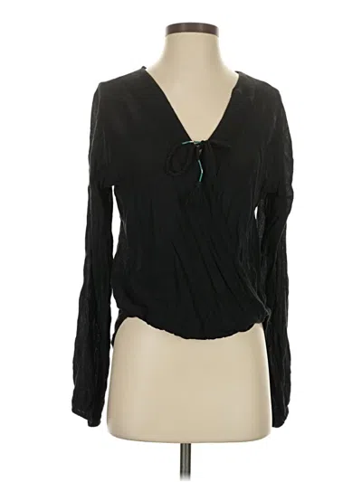 Pre-owned Hollister Long Sleeve Blouse In Black
