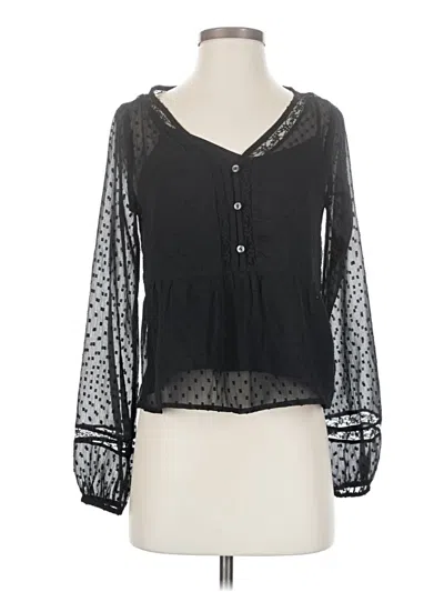 Pre-owned Hollister Long Sleeve Blouse In Black