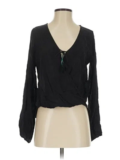 Pre-owned Hollister Long Sleeve Blouse In Black