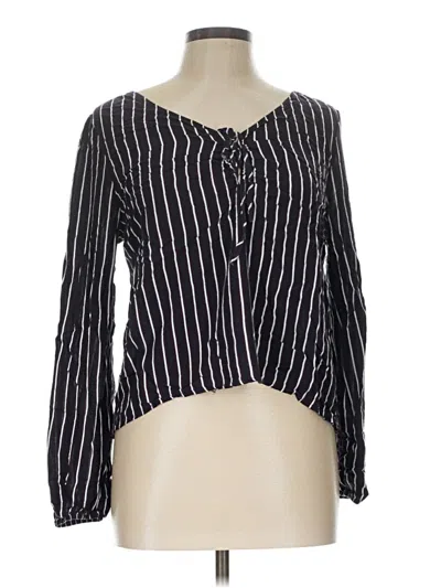Pre-owned Hollister Long Sleeve Blouse In Black