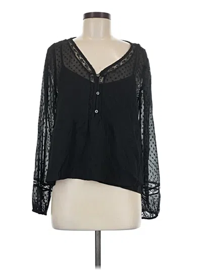 Pre-owned Hollister Long Sleeve Blouse In Black