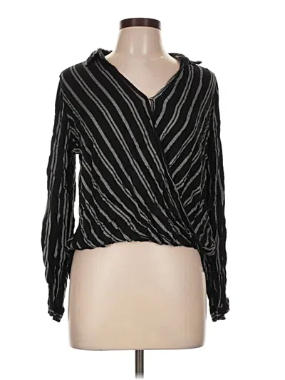 Pre-owned Hollister Long Sleeve Blouse In Black