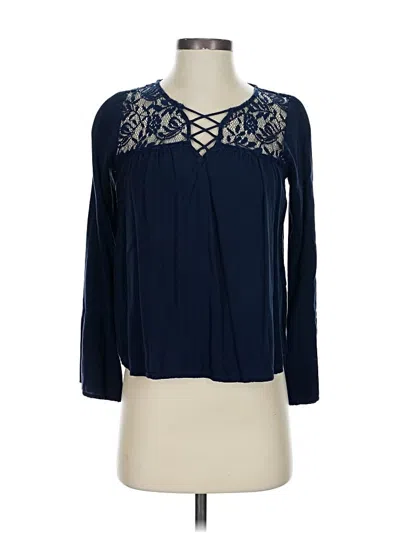 Pre-owned Hollister Long Sleeve Blouse In Blue