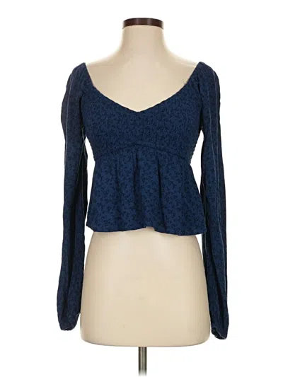 Pre-owned Hollister Long Sleeve Blouse In Blue