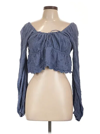 Pre-owned Hollister Long Sleeve Blouse In Blue