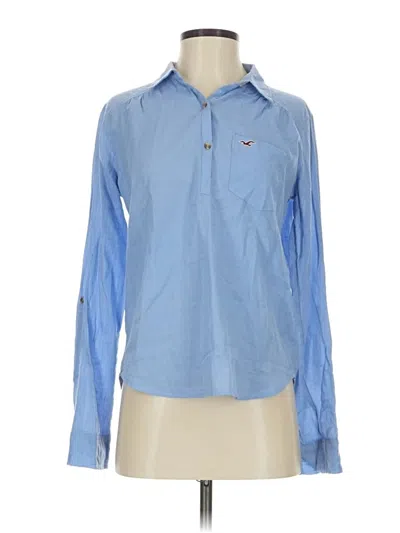 Pre-owned Hollister Long Sleeve Blouse In Blue