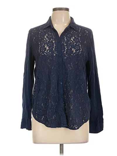 Pre-owned Hollister Long Sleeve Blouse In Blue