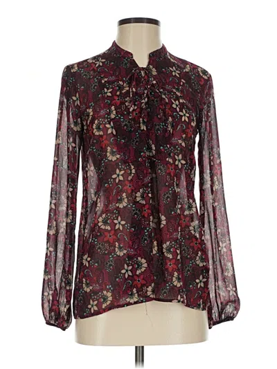 Pre-owned Hollister Long Sleeve Blouse In Burgundy
