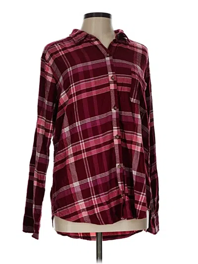 Pre-owned Hollister Long Sleeve Blouse In Burgundy