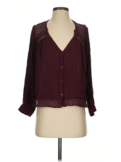 Pre-owned Hollister Long Sleeve Blouse In Burgundy