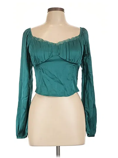 Pre-owned Hollister Long Sleeve Blouse In Teal