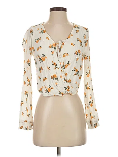 Pre-owned Hollister Long Sleeve Blouse In White