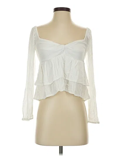 Pre-owned Hollister Long Sleeve Blouse In White