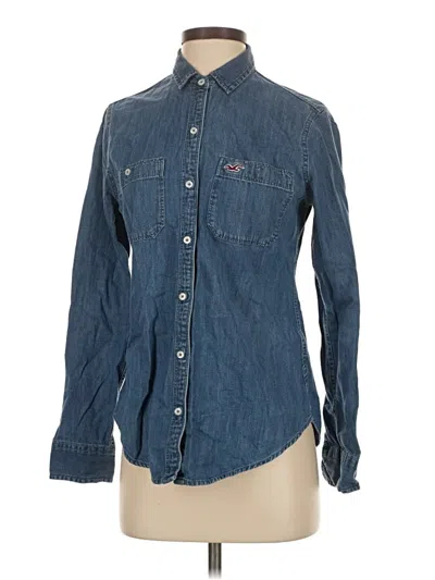 Pre-owned Hollister Long Sleeve Button Down Shirt In Blue