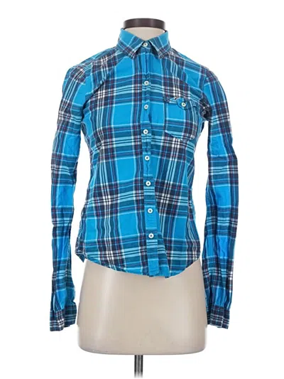 Pre-owned Hollister Long Sleeve Button Down Shirt In Blue