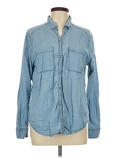 Pre-owned Hollister Long Sleeve Button Down Shirt In Blue