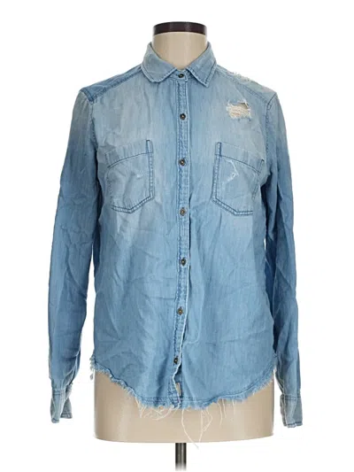Pre-owned Hollister Long Sleeve Button Down Shirt In Blue
