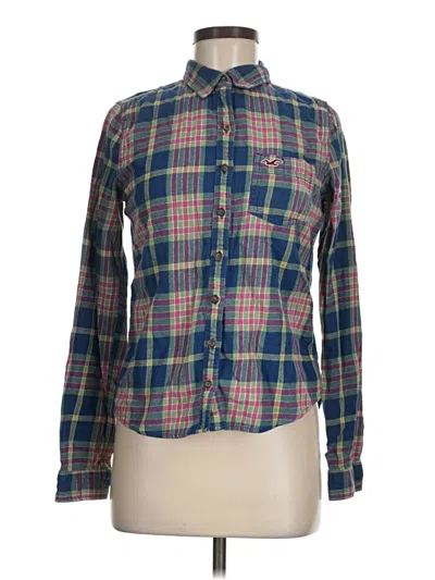 Pre-owned Hollister Long Sleeve Button Down Shirt In Blue