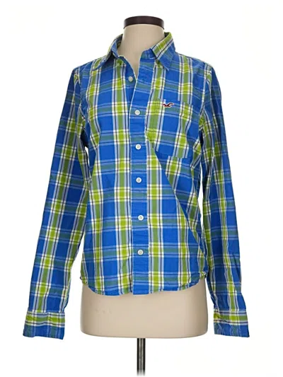 Pre-owned Hollister Long Sleeve Button Down Shirt In Blue
