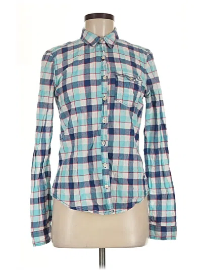 Pre-owned Hollister Long Sleeve Button Down Shirt In Blue