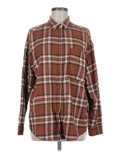 Pre-owned Hollister Long Sleeve Button Down Shirt In Brown