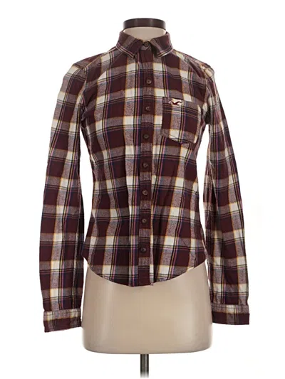 Pre-owned Hollister Long Sleeve Button Down Shirt In Brown