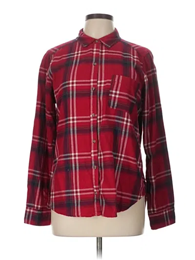 Pre-owned Hollister Long Sleeve Button Down Shirt In Burgundy