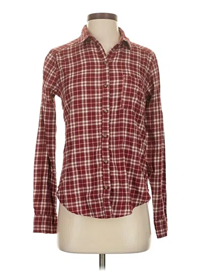 Pre-owned Hollister Long Sleeve Button Down Shirt In Burgundy