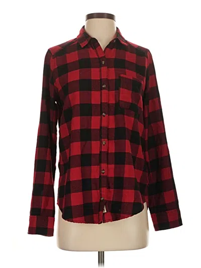 Pre-owned Hollister Long Sleeve Button Down Shirt In Burgundy