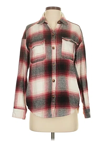 Pre-owned Hollister Long Sleeve Button Down Shirt In Burgundy
