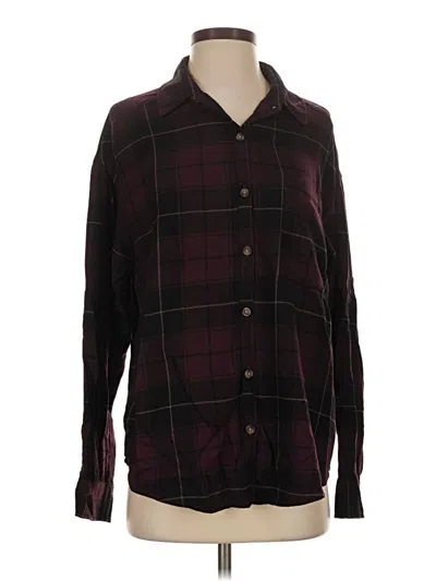 Pre-owned Hollister Long Sleeve Button Down Shirt In Burgundy