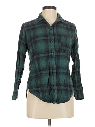 Pre-owned Hollister Long Sleeve Button Down Shirt In Green