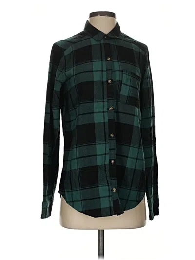 Pre-owned Hollister Long Sleeve Button Down Shirt In Green