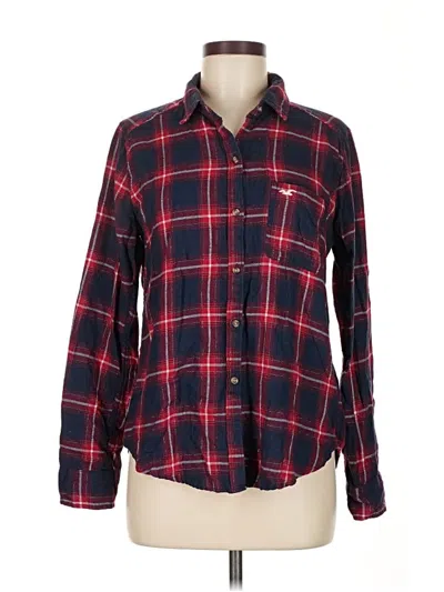 Pre-owned Hollister Long Sleeve Button Down Shirt In Red