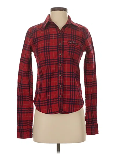 Pre-owned Hollister Long Sleeve Button Down Shirt In Red
