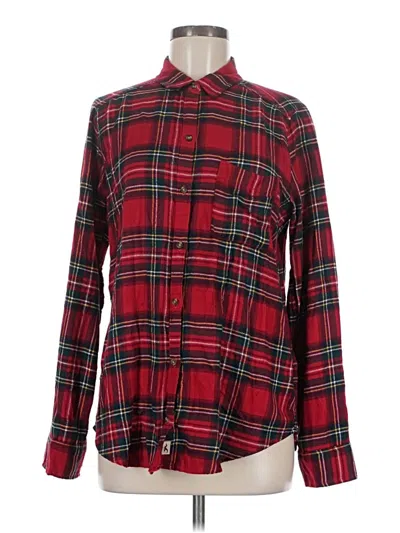 Pre-owned Hollister Long Sleeve Button Down Shirt In Red